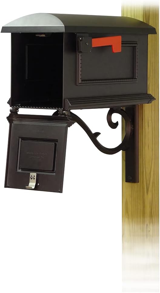 Special Lite Traditional Curbside Mailbox with Sorrento Front Single Mailbox Mounting Bracket - TC-SOR-FS-1010-BLK