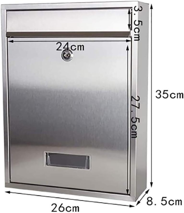Letterboxes Locking Mailboxes Wall Mounted Vertical Key Lock Drop Mail Box Stainless Steel Cover Rust-Proof Metal Post Box