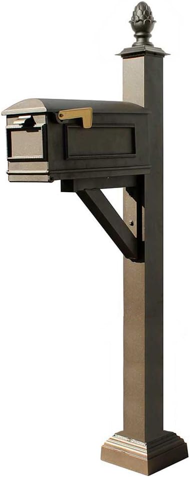 WPD-NB-S7-LMC-BZ Westhaven Cast Aluminum Post Mount Mailbox System with Lewiston Mailbox (No Base) Pyramid Finial, Ships in 2 Boxes, Bronze