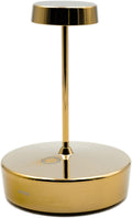 Zafferano, Swap Mini Lamp with Shiny Golden Finish, Rechargeable and Wireless Table Lamp with Touch Control, Suitable for Indoor Use, Dimmer, 2700K, Height 14.8 cm