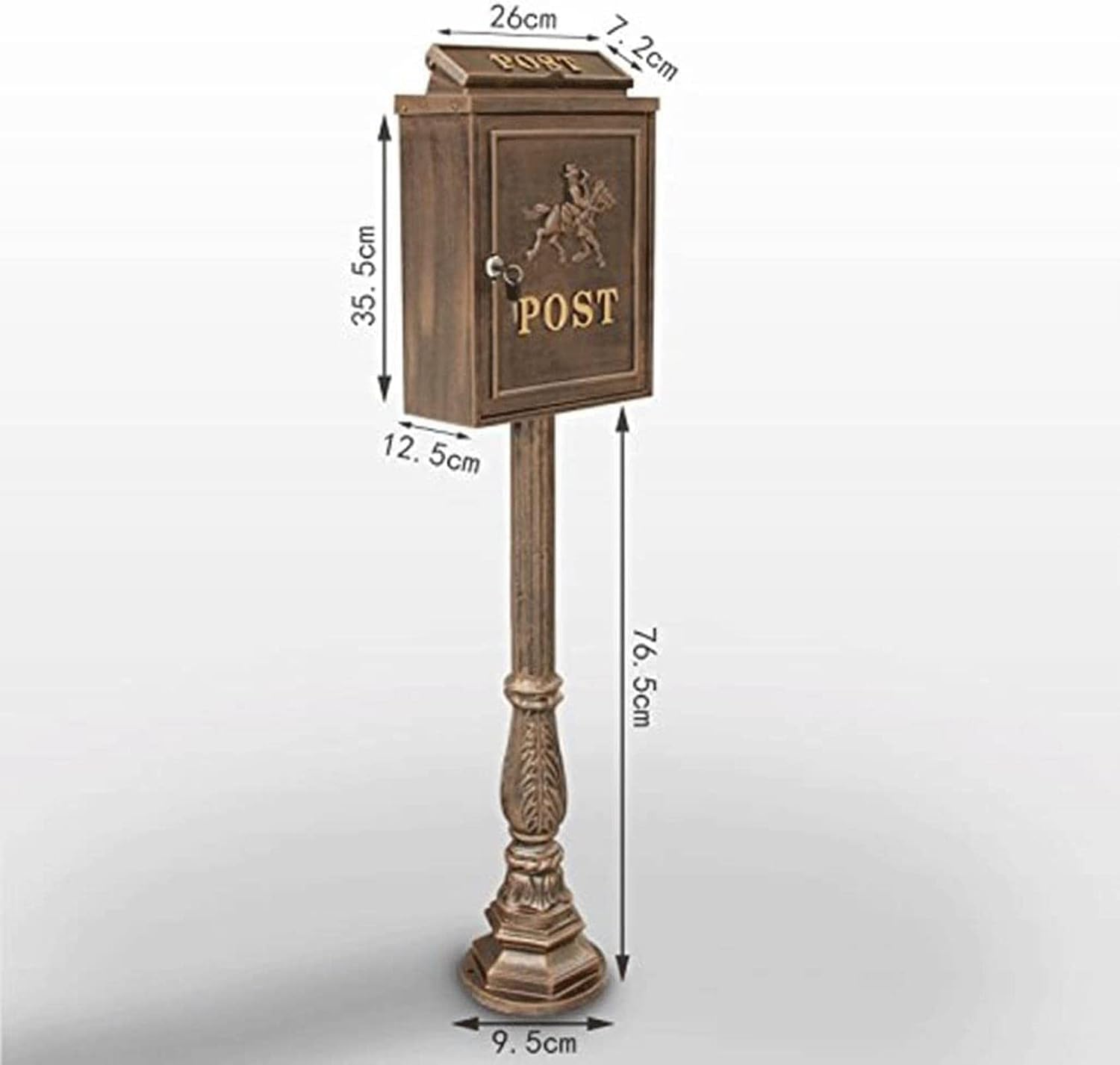 Mailbox- Mailboxes Decorative Medium Capacity Galvanized Steel Black, Mailbox & Post Combo (Color : E)