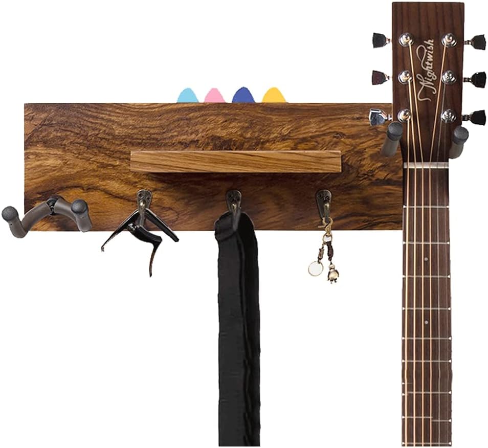 Music Stand Wall Mounted Acoustic Guitar Stand Music Stands with Hook/Shelf Music Holder Home Sheet Music Stands Guitar Storage Display Rack More Stable