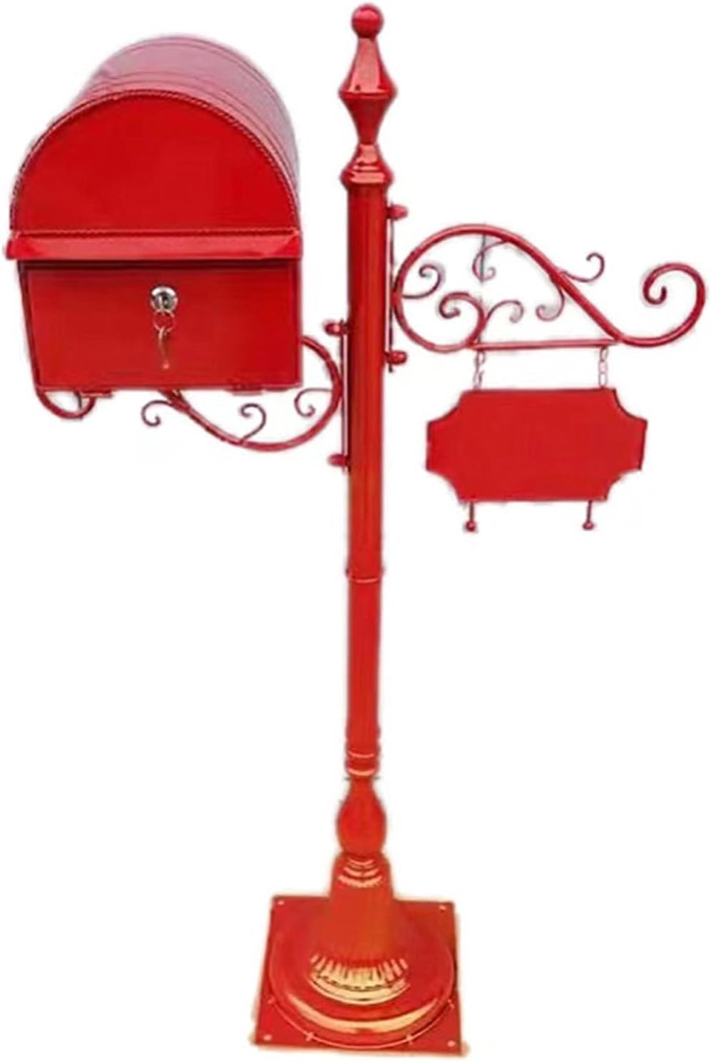 Locking Metal Mailbox Home Standing Mailboxes with Hangtag Design Outdoor Rainproof Parcel Boxes Send Opening with Rain Shield Multi-Color