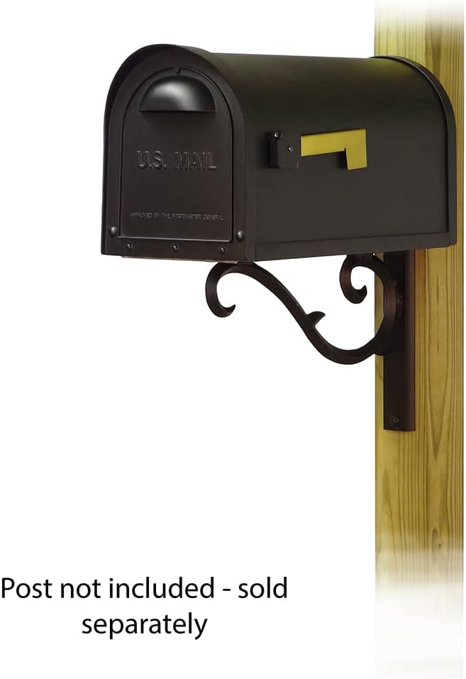 Special Lite Classic Curbside Mailbox with Sorrento Front Single Mailbox Mounting Bracket - TC-SOR-FS-1008-BLK