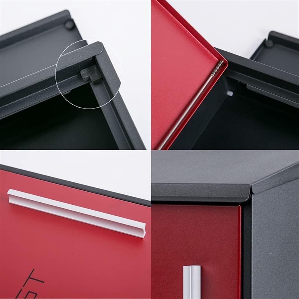 Suggestion Box Business Drop Boxes Donation Box Simple Mailbox Made of Stainless Steel Outdoor Wall-Mounted Postbox in 3 (Color : Red, Size : 36.5 * 9.6 * 37cm)