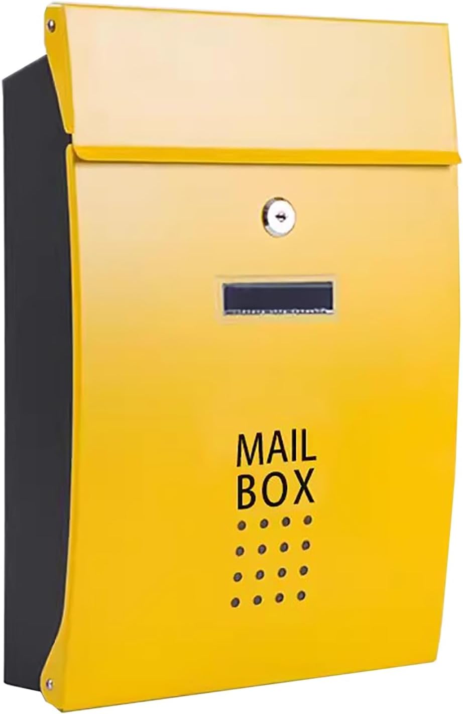 Mailboxes for Outside, Wall Mount Mailbox, Large Capacity Metal Mailbox with Key Lock, for Outdoor Decoration(Yellow)