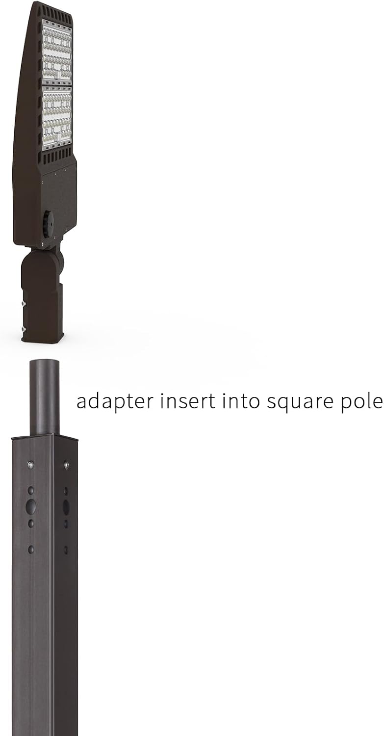 6 Inch Square Pole Tenon Adapter, Steel Post Bracket Inner Fit Convert to Round 2-3/8' Slip Fitter Vertical Tenon for Outdoor Parking Lot LED Shoebox Light Bronze 6 Pack