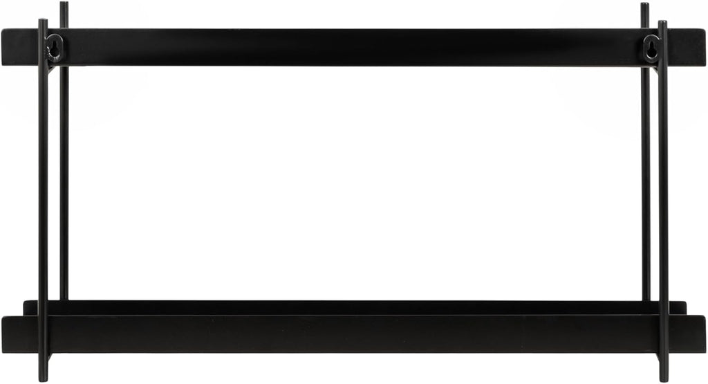 Kate and Laurel Dominic Modern Metal Bathroom Shelf; 28 x 7 x 15; Black; Contemporary Sleek 2-Tier Floating Shelves for Wall Decor; Display; and Over Toilet Storage