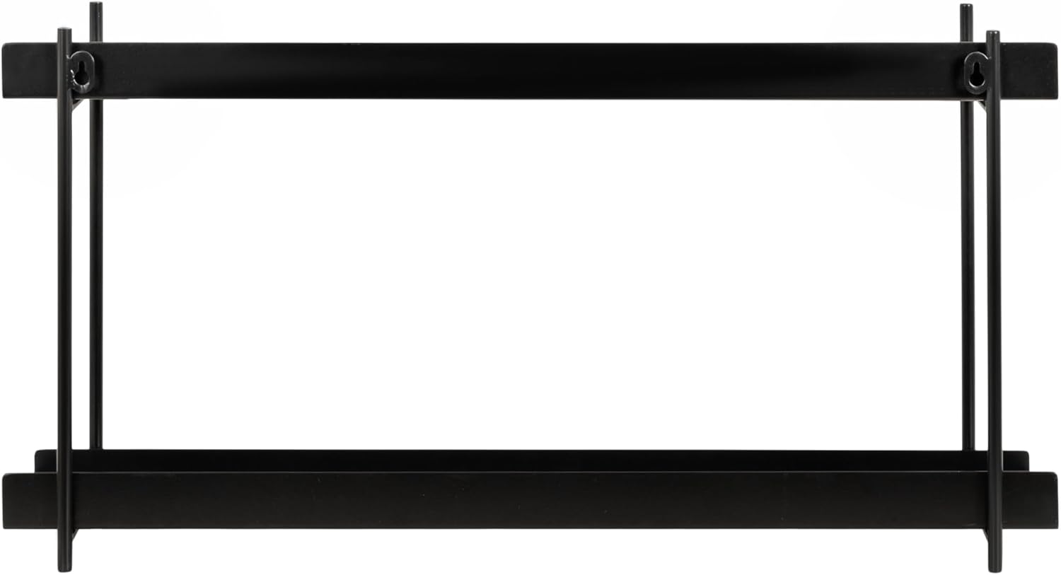 Kate and Laurel Dominic Modern Metal Bathroom Shelf; 28 x 7 x 15; Black; Contemporary Sleek 2-Tier Floating Shelves for Wall Decor; Display; and Over Toilet Storage