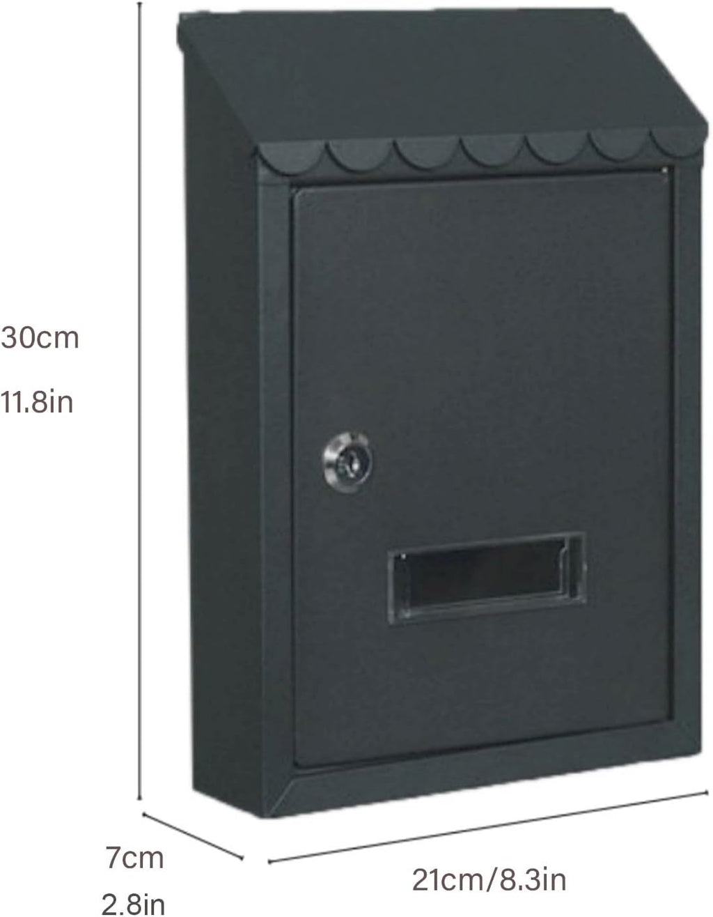 Wall Mount Mailbox Metal Mailbox, Mailboxes, Locking Mailbox, Wall Mount with Lock Mailboxes Hanging Post Box for Key Office Outdoor Garden