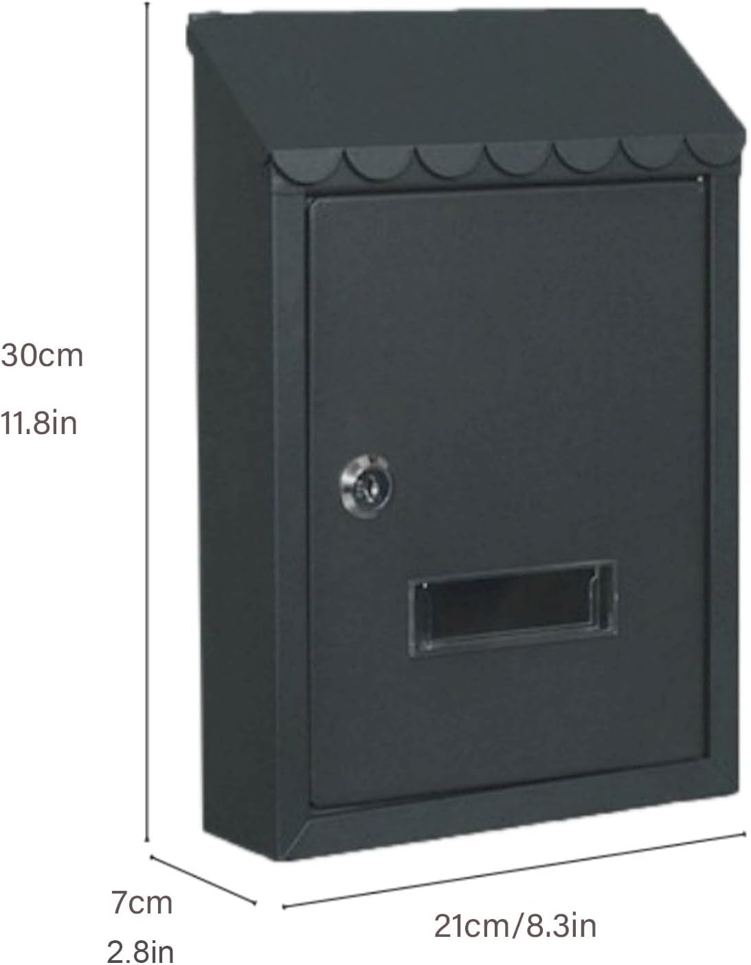 Wall Mount Mailbox Metal Mailbox, Mailboxes, Locking Mailbox, Wall Mount with Lock Mailboxes Hanging Post Box for Key Office Outdoor Garden