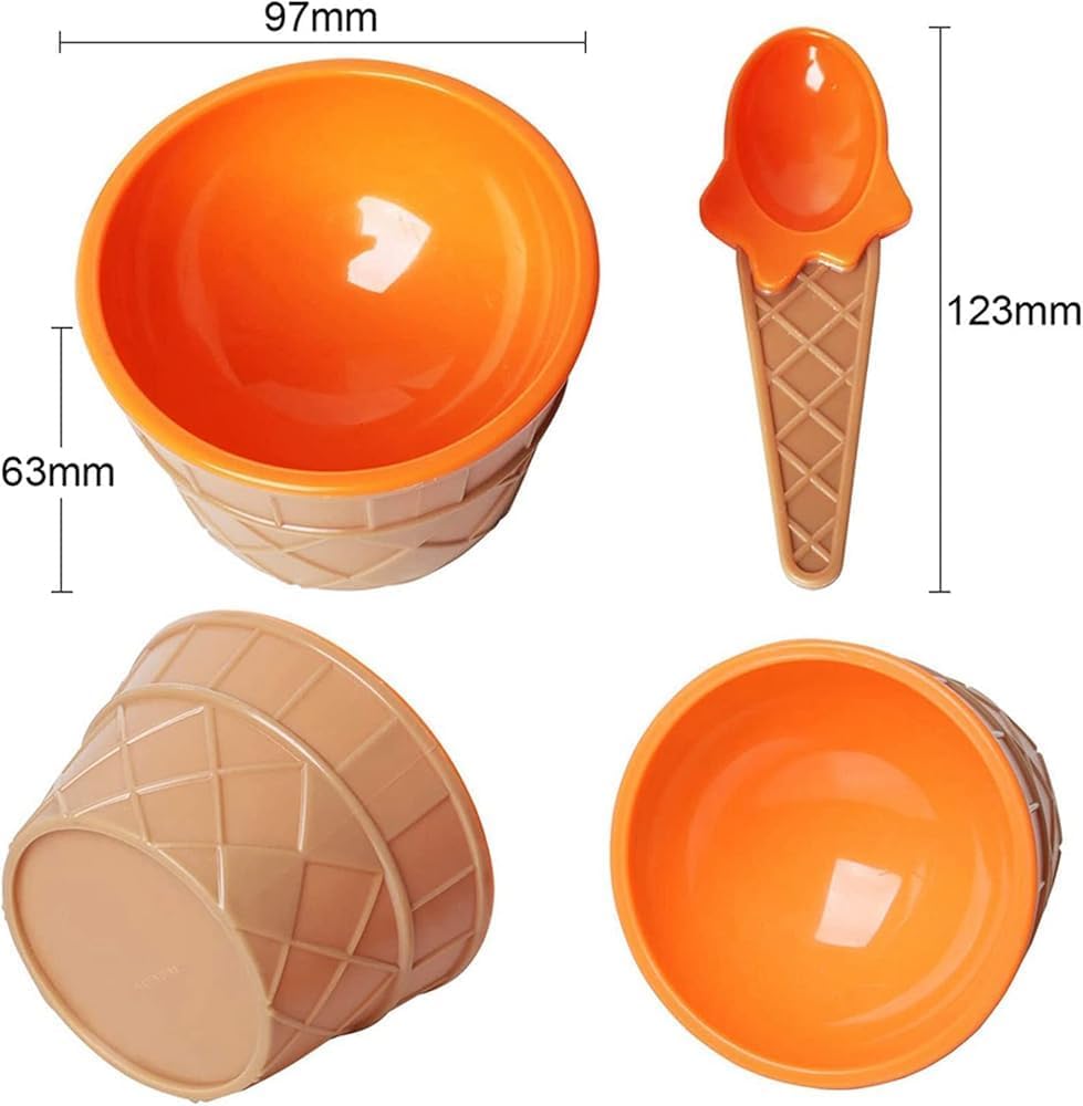 24-Piece Colorful Ice Cream Bowl & Spoon Set – Kids' Cartoon Tableware for Fun Dining