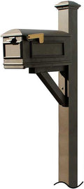 WPD-NB-S7-LMC-BZ Westhaven Cast Aluminum Post Mount Mailbox System with Lewiston Mailbox (No Base) Pyramid Finial, Ships in 2 Boxes, Bronze
