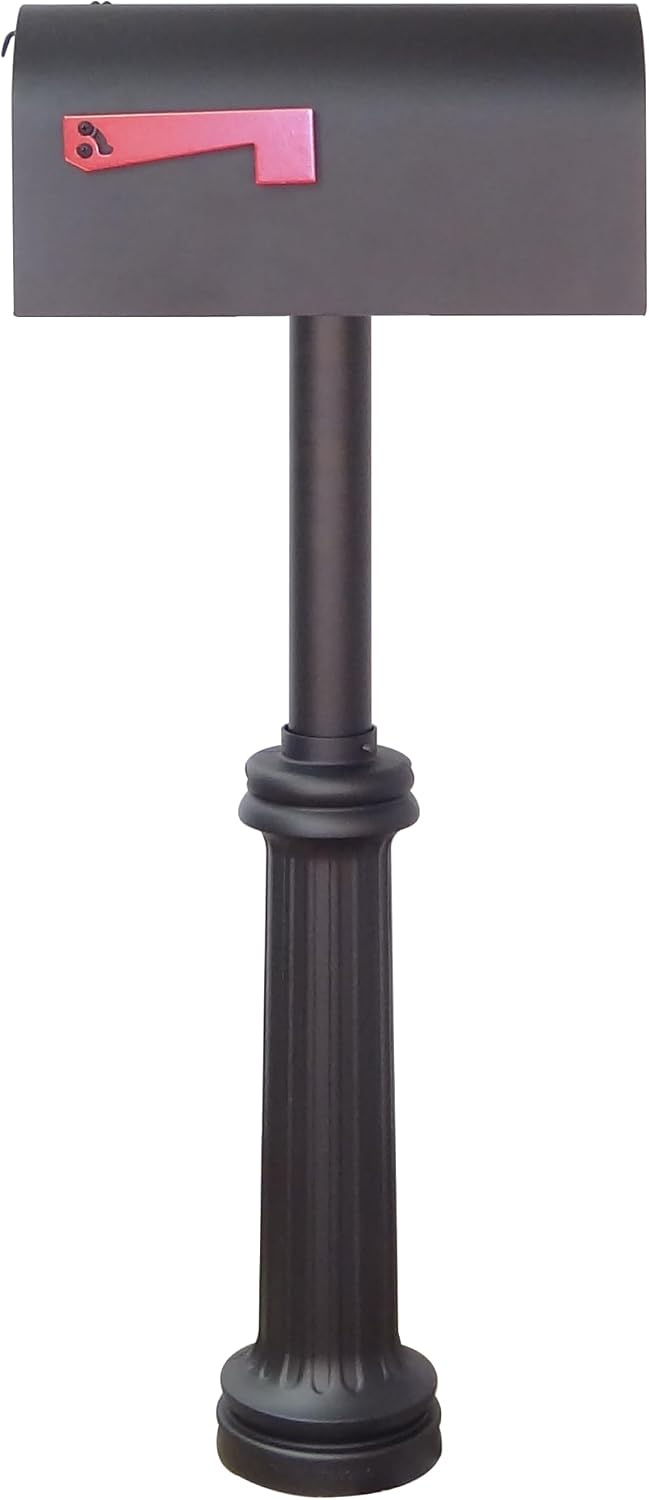 Special Lite Titan Steel Curbside Mailbox with Bradford Post - Black Aluminum Mailbox with Direct Burial Post - SCH1016S-SPK590-BLK