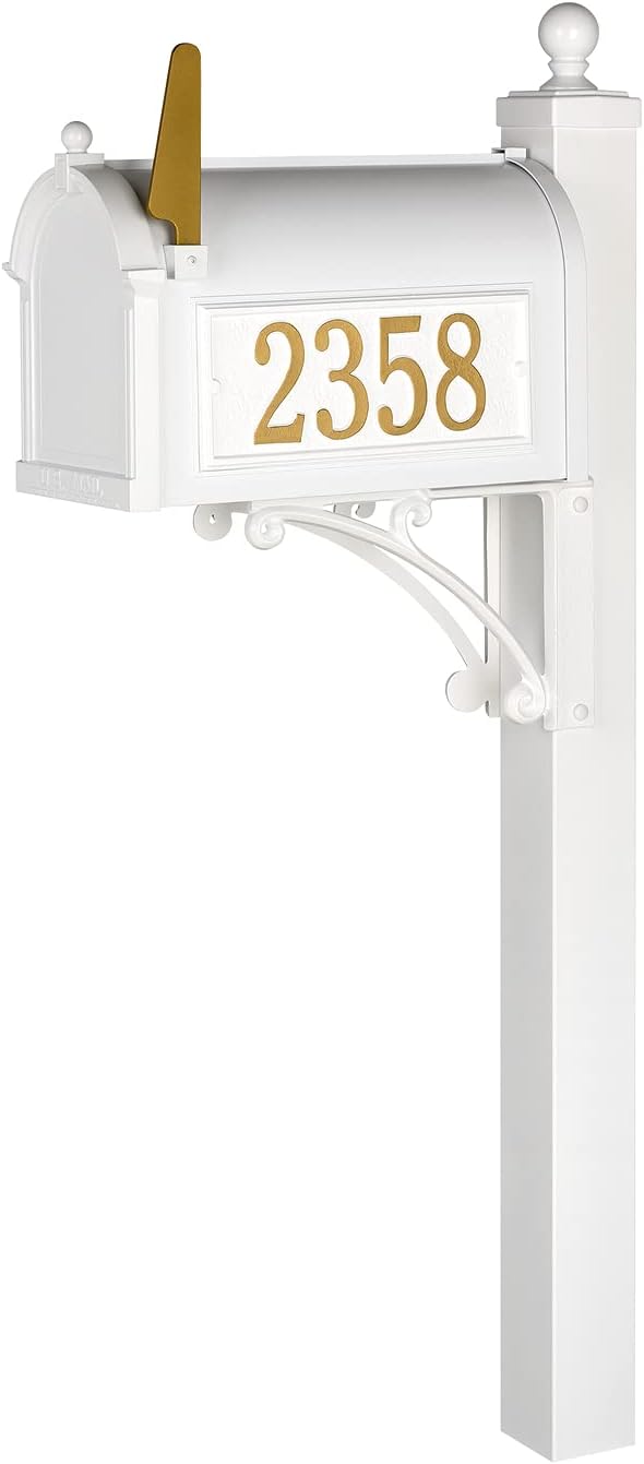 Whitehall Deluxe Streetside Mailbox Package,White,Extra Large,70729