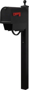 Special Lite Titan Steel Curbside Mailbox with Paper Tube with Springfield Post - Black Aluminum Mailbox with Post - SCH2016S-SPK710-BLK