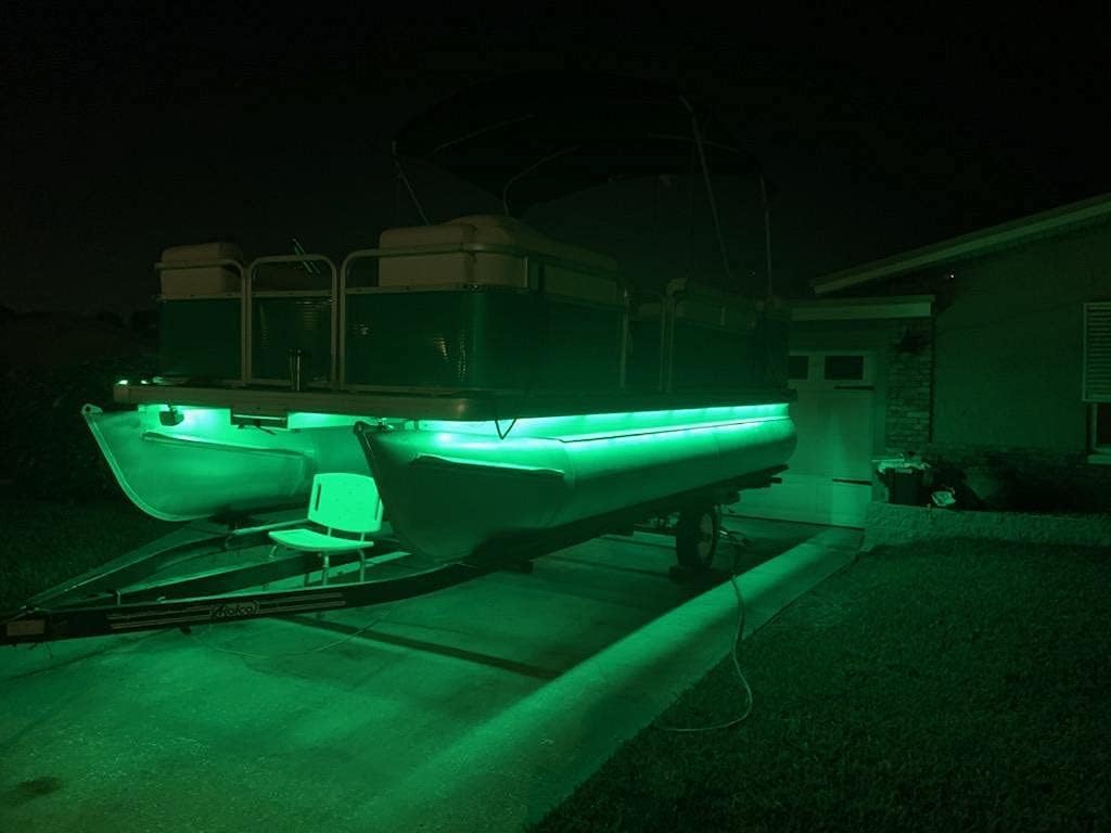 Green Blob Outdoors Pimp My Pontoon for 25-32ft Models Under Deck Glow Boat Lighting Kit w Bonus Red & Green Navigation Strips, Under Deck (Neon Green, 25)