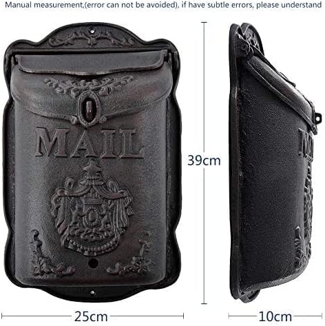 Rural Style Heavy Duty Wall Mounted Cast Iron Mailbox Metal Mail Box Newspaper Letter Post Box Rustic Postbox Gardon Yard