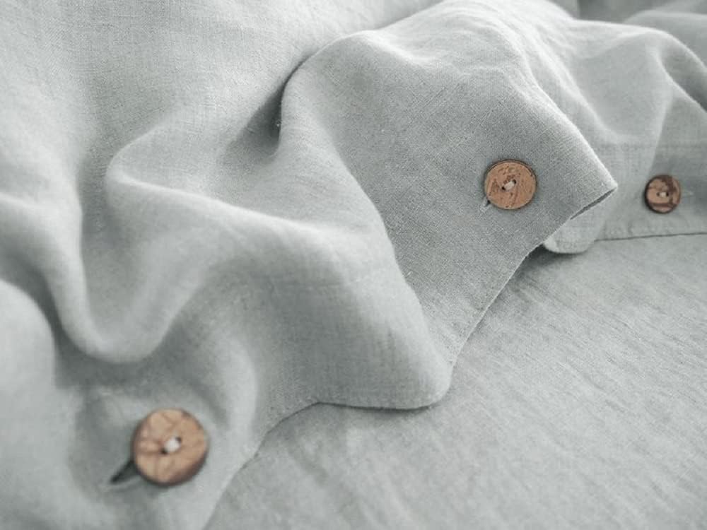 Grey Color Washed Cotton Duvet Cover - Duvet Cover with Buttons - Duvet Cover Twin Full Double Queen King Toddler - Bedding Set 3 Pieces (Super King)