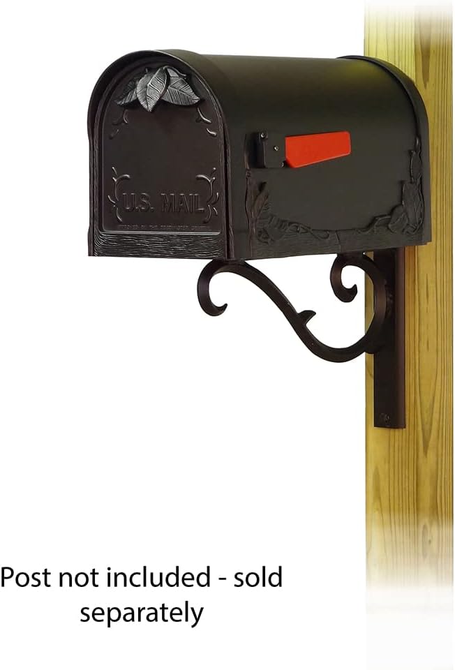 Special Lite Floral Curbside Mailbox with Sorrento Front Single Mailbox Mounting Bracket - TC-SOR-FS-1003-BLK