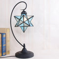 Glass Table Lamp Creative Star Table Light Modern Indoor Desk Light with Plug Bedroom Living Room Hotel Office Table Lamp Bedside Lights Black Metal Base