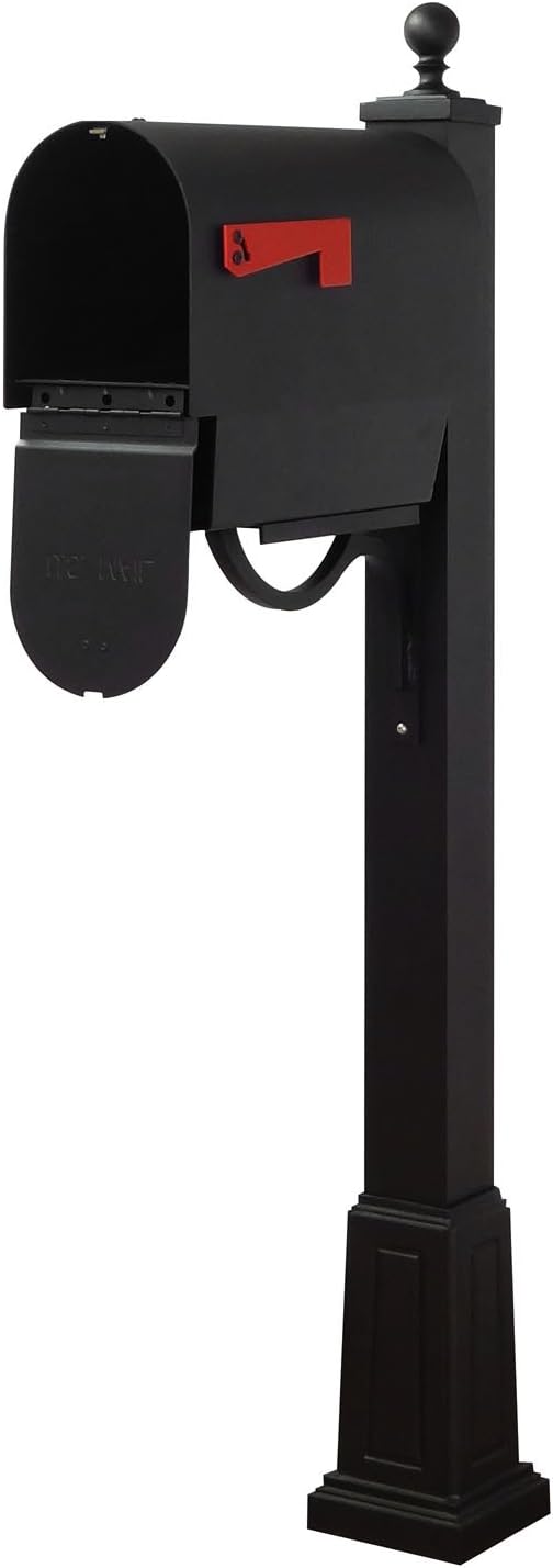 Special Lite Products Titan Steel Curbside Mailbox with Newspaper Tube and Springfield Mailbox Post with Base