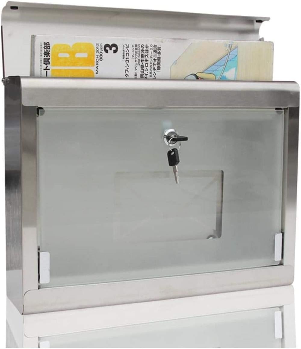 Mailbox Mail Box Rainproof Wall Postbox 304 Stainless Steel Glass Outdoor Fashion Villa