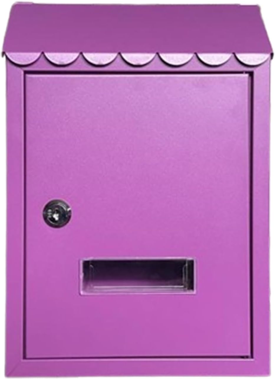 Wall Mount Mailbox Metal Mailbox, Mailboxes, Locking Mailbox, Wall Mount with Lock Mailboxes Hanging Post Box for Key Office Outdoor Garden