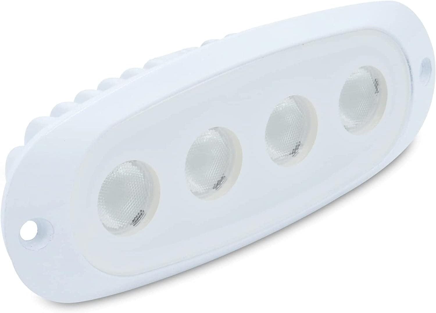 T-H Marine Oval Recessed Mount LED Spreader Light – Super Bright 4-Element Flood Deck Light for T-Top Enclosures – Powder Coated Aluminum Marine Deck Light – White, 5.875' x 1.75' x 1.625'