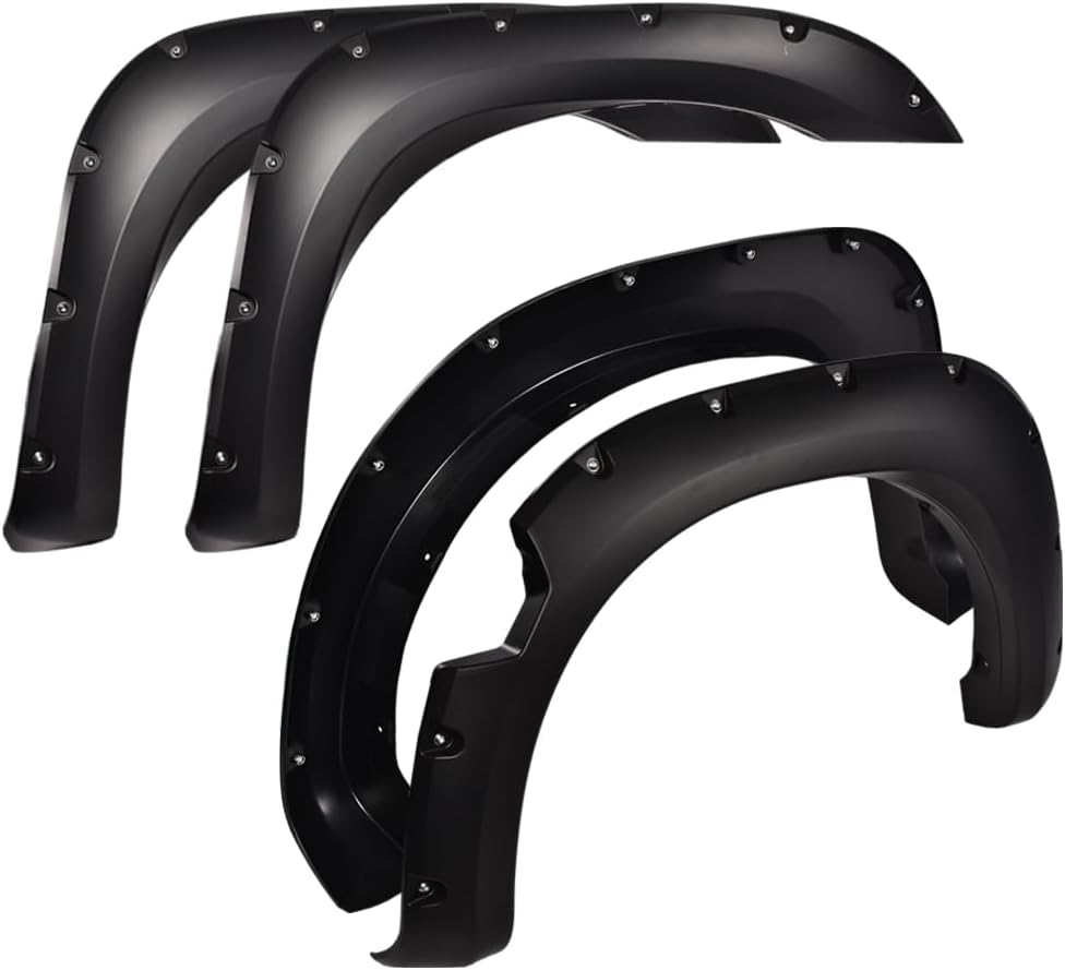 ALLGOOD Fender Flares Compatible with Nissan Titan 2004-2015 w/o Bedside Lockbox Front & Rear Smooth Black Wheel Cover Protector Pocket Rivet Bolt Style 4pcs F81Z16006AA 5C3Z16006AA