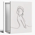 Trendy Female Sketch Wall Art Elegant Home Artwork Decor Minimalist Black and White Body Line Painting Poster Abstract Canvas Print Wall Decor for Bedroom Washroom Bathroom Framed20x30inch
