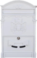 Mailboxes for Outside, Wall Mount Locking Mailbox, Vintage Large Capacity Mail Box, Security Mail Letter Metal Mailbox, for Outside(White)