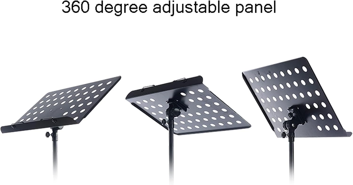 2 in 1 Dual-Use Folding Sheet Music Stand, Music Clip Holder Music Holder,with Waterproof Carrying Bag, for Violin Orchestra Conductor,Black (Black)