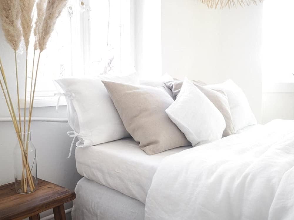 White Color Washed Cotton Duvet Cover with Button - Duvet Cover Twin King Queen Full Double King Toddler - Cotton White Bedding Set (California King)