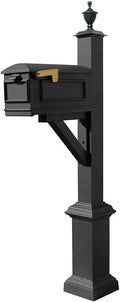 WPD-NB-S7-LMC-BZ Westhaven Cast Aluminum Post Mount Mailbox System with Lewiston Mailbox (No Base) Pyramid Finial, Ships in 2 Boxes, Bronze