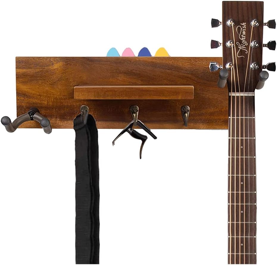 Music Stand Wall Mounted Acoustic Guitar Stand Music Stands with Hook/Shelf Music Holder Home Sheet Music Stands Guitar Storage Display Rack More Stable
