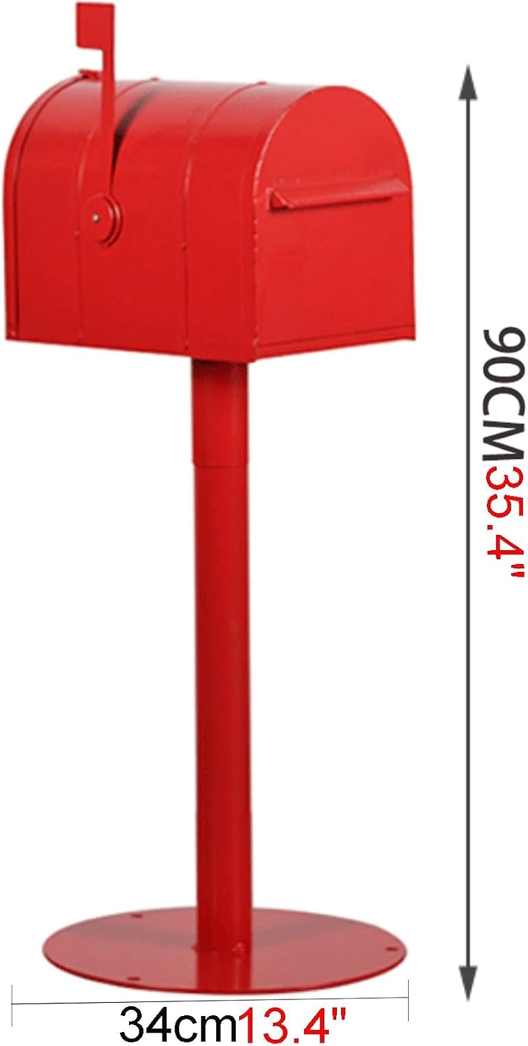 Handmade Iron Mailbox Outdoor Rainproof Mailboxes Flip-top Send Opening Full-Open Door Design Vertical Parcel Boxes with Rod