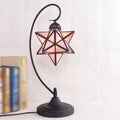 Glass Table Lamp Creative Star Table Light Modern Indoor Desk Light with Plug Bedroom Living Room Hotel Office Table Lamp Bedside Lights Black Metal Base