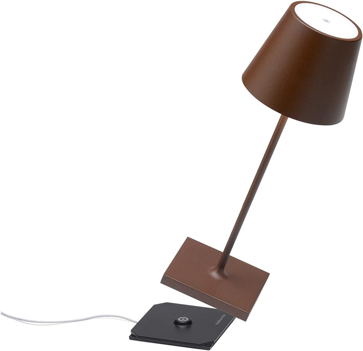 Zafferano, Poldina Pro Mini Lamp, Rechargeable Cordless Table Lamp with Touch Controls, Suitable for Indoor and Outdoor, Dimmer, 2200-3000 K, Height 11.8 Inches, Rust Color
