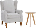 Mid-Century High Wingback Chair,Modern Fabric Accent Chair Armchair with Solid Wood Coffee Table Set,Leisure Single Sofa Chair for Living Room,Club,Home Reception,Beige