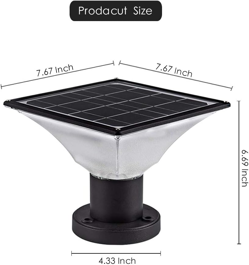 Solar LED Post Cap Lights Outdoor – Solar Powered Deck Post Lights – Waterproof Solar Powered Caps fits 4x4 or 6x6 Posts (4 Pack)