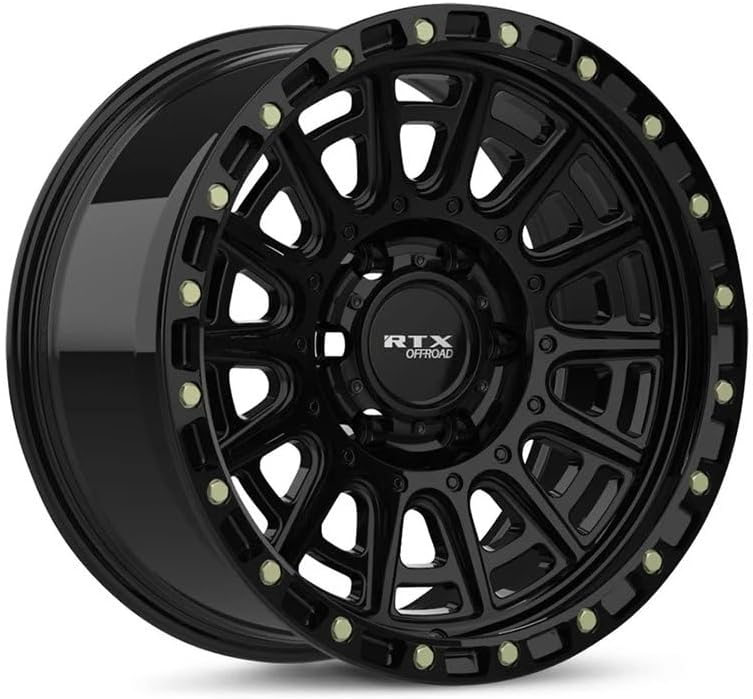 20x9 inch Custom Wheel - Gloss Black with Milled Rivets Offroad Design Aluminum Alloy Rim Offroad Bolt- Pattern 6x139.7 mm Offset 10 mm