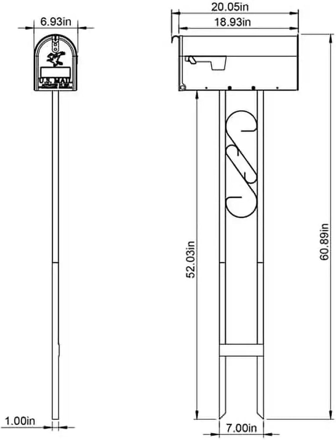 Mailbox to Go, Medium, Steel, Mailbox and Post Combo, Black