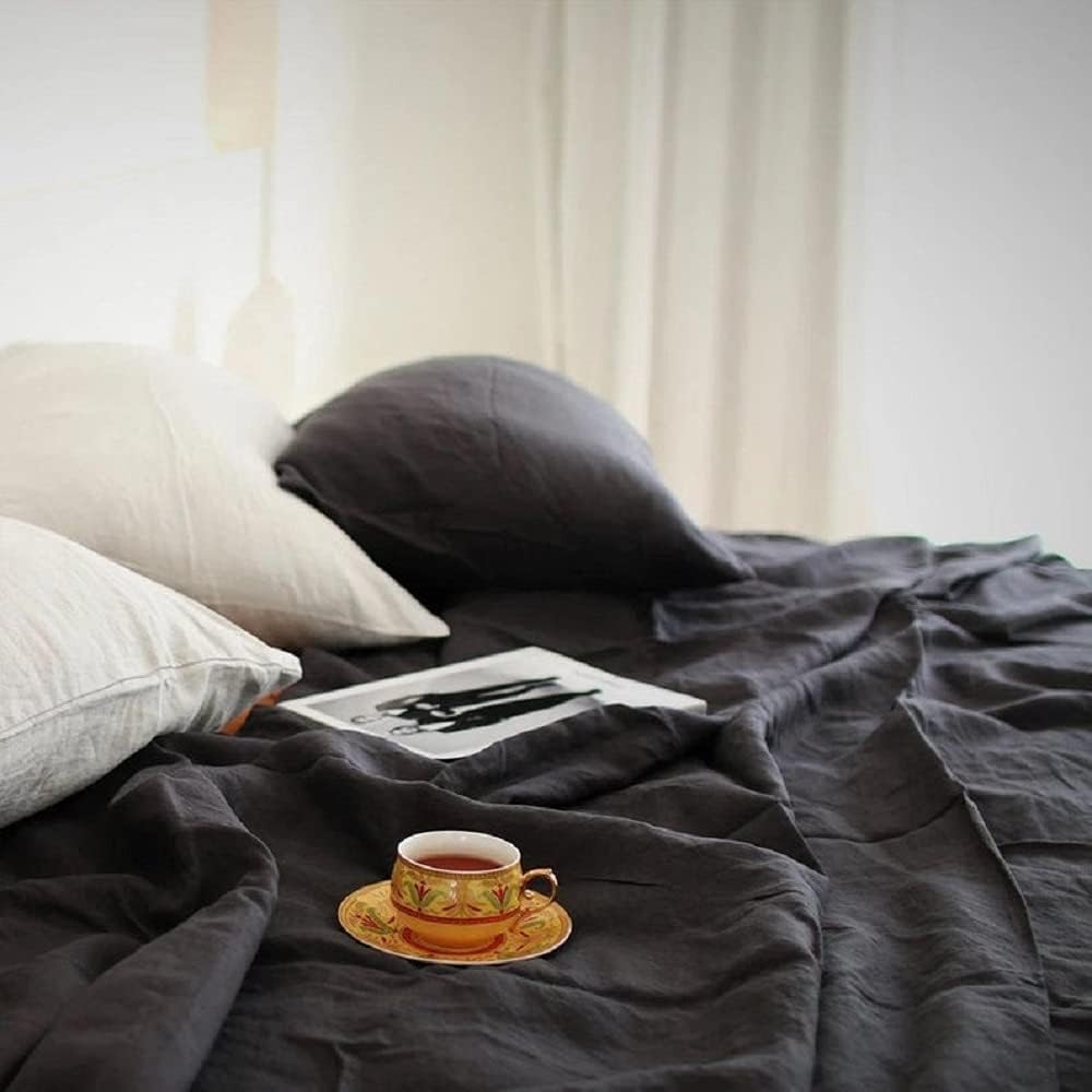 Grey Color Stonewashed Duvet Cover Set Cotton Duvet Cover - with Button - Duvet Cover Twin Full Double Queen King Toddler -Cotton Grey Color Bedding Sets (King)