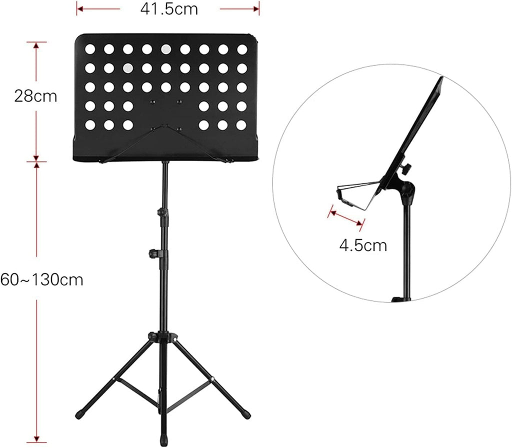 Music Stands Adjustable Height Music Holder Portable Metal Folding Sheet Music Stands for School Concert Violin Book Holder,Black，Red