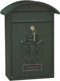 Lockable Mailbox Metal Letter Delivery Box Wall Mount Post Office Box with Key Outdoor Mailbox Locking Curbside Mailbox Retro(Green)