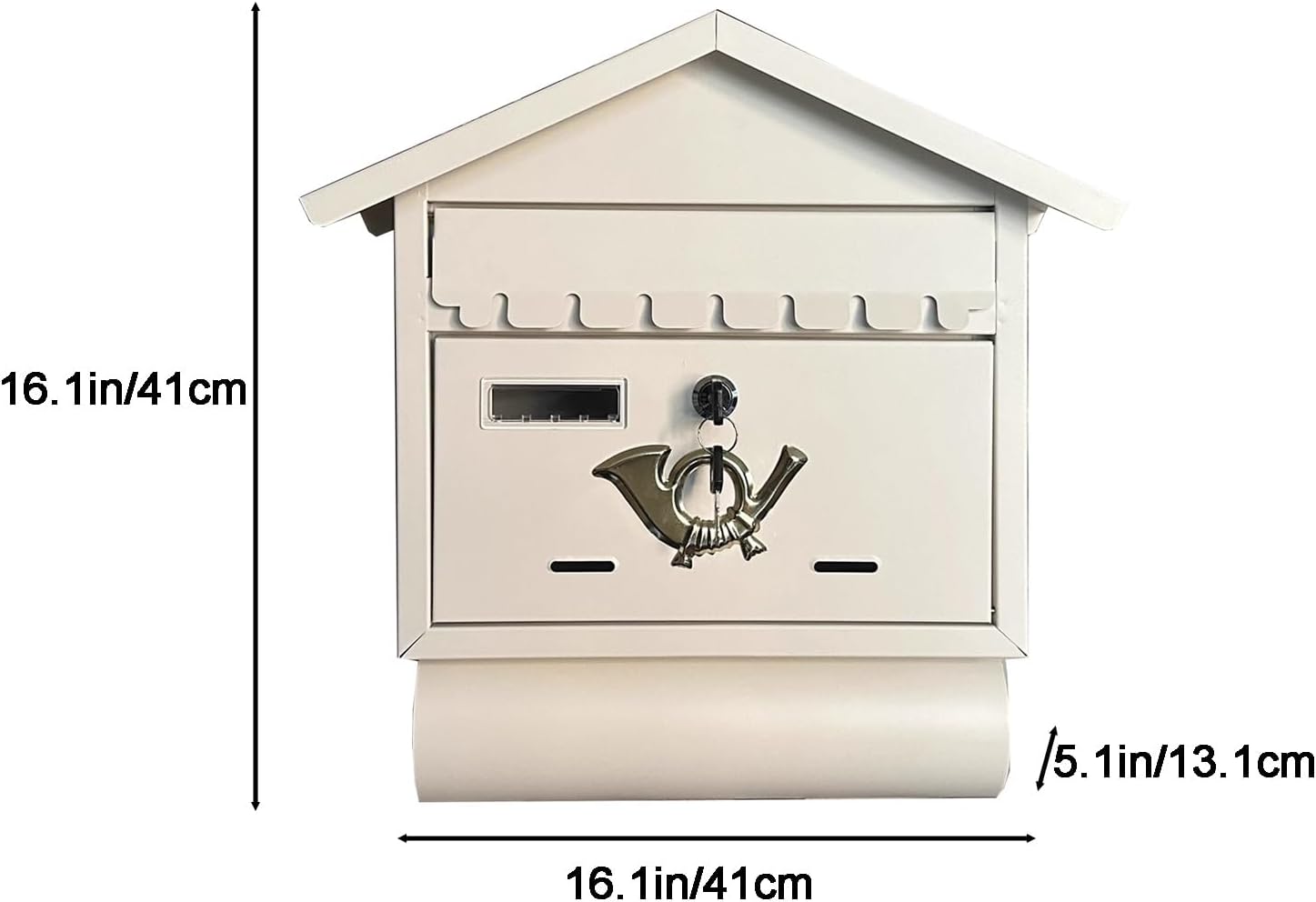 Mailboxes for Outside Locking, Vintage Wall Mount Mailbox, Galvanized Rust-Proof Metal Mailboxes, for Household, Outdoor, Garden(White)