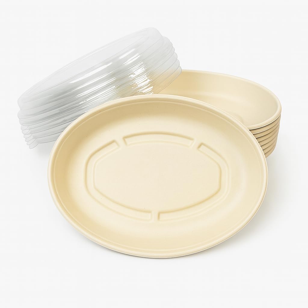 300 Sets of 26 oz Burrito Bowls WITH LIDS, Compostable Fiber, Biodegradable Bagasse Bowl