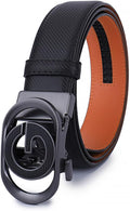 Designer Genuine Leather Men's Ratchet Belt 1.3' Automatic G Buckle Classic Jeans Reversible Gift