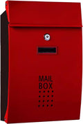 Mailboxes for Outside, Wall Mount Mailbox, Large Capacity Metal Mailbox with Key Lock, for Outdoor Decoration(Red)
